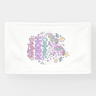 Unicorn Cosmic Horn Energy Cute Pastel Graphic Tee Banner