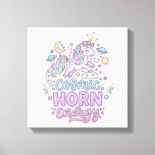 Unicorn Cosmic Horn Energy Cute Pastel Graphic Tee Canvas Print