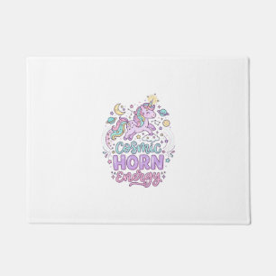 Unicorn Cosmic Horn Energy Cute Pastel Graphic Tee Doormat