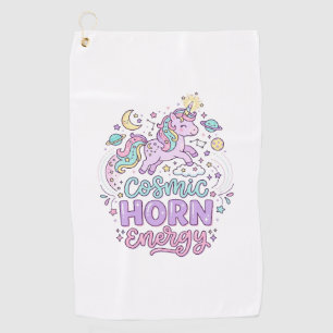 Unicorn Cosmic Horn Energy Cute Pastel Graphic Tee Golf Towel