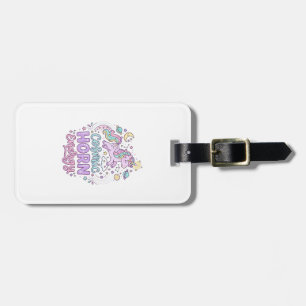 Unicorn Cosmic Horn Energy Cute Pastel Graphic Tee Luggage Tag