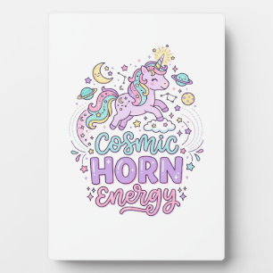 Unicorn Cosmic Horn Energy Cute Pastel Graphic Tee Plaque