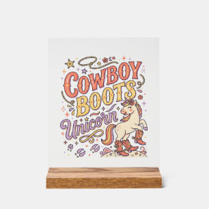 Unicorn Cowboy Boots Unicorn Whimsical Zazzle Desi Acrylic Sign
