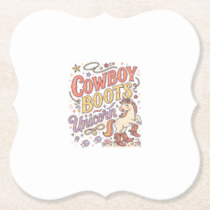 Unicorn Cowboy Boots Unicorn Whimsical Zazzle Desi Paper Coaster