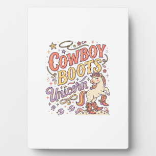 Unicorn Cowboy Boots Unicorn Whimsical Zazzle Desi Plaque
