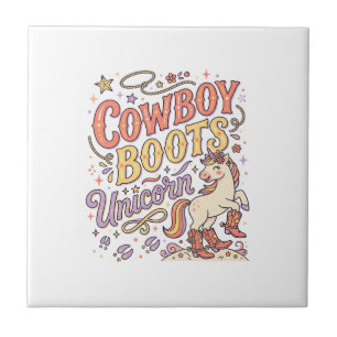 Unicorn Cowboy Boots Unicorn Whimsical Zazzle Desi Tile