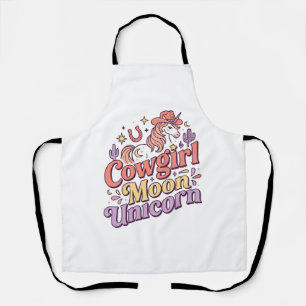 Unicorn Cowgirl Moon Unicorn Whimsical Merch Desig Apron