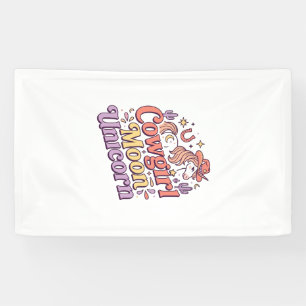 Unicorn Cowgirl Moon Unicorn Whimsical Merch Desig Banner
