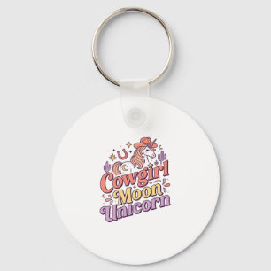 Unicorn Cowgirl Moon Unicorn Whimsical Merch Desig Key Ring
