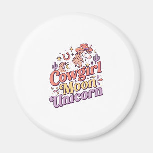 Unicorn Cowgirl Moon Unicorn Whimsical Merch Desig Magnet