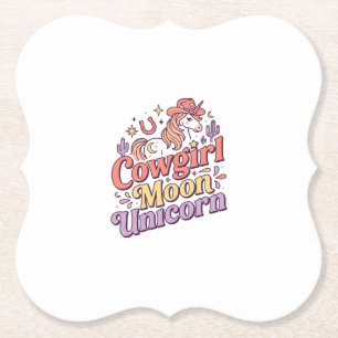 Unicorn Cowgirl Moon Unicorn Whimsical Merch Desig Paper Coaster