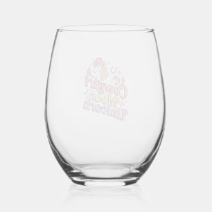 Unicorn Cowgirl Moon Unicorn Whimsical Merch Desig Stemless Wine Glass
