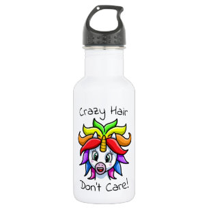 Unicorn Crazy Hair Don't Care Funny  532 Ml Water Bottle