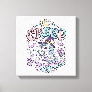 Unicorn Creep It Magical Retro Style T-Shirt Desig Canvas Print