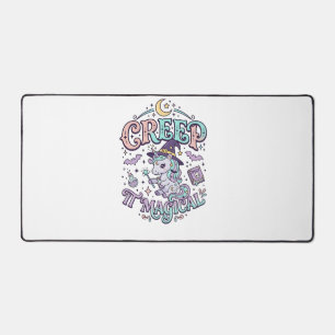 Unicorn Creep It Magical Retro Style T-Shirt Desig Desk Mat