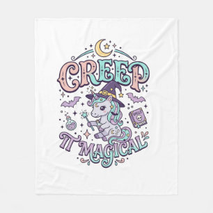 Unicorn Creep It Magical Retro Style T-Shirt Desig Fleece Blanket