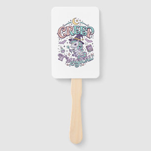 Unicorn Creep It Magical Retro Style T-Shirt Desig Hand Fan