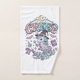 Unicorn Creep It Magical Retro Style T-Shirt Desig Hand Towel