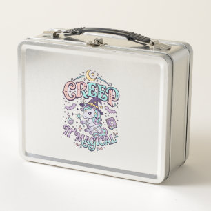 Unicorn Creep It Magical Retro Style T-Shirt Desig Metal Lunch Box