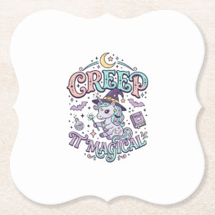 Unicorn Creep It Magical Retro Style T-Shirt Desig Paper Coaster