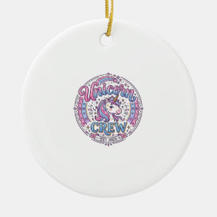 Unicorn Crew Playful Print on Demand Design_1 Ceramic Tree Decoration