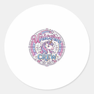 Unicorn Crew Playful Print on Demand Design_1 Classic Round Sticker