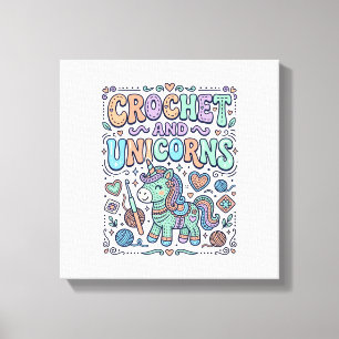 Unicorn Crochet and Unicorns Kawaii Sticker and Sh Canvas Print