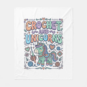 Unicorn Crochet and Unicorns Kawaii Sticker and Sh Fleece Blanket