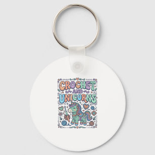 Unicorn Crochet and Unicorns Kawaii Sticker and Sh Key Ring