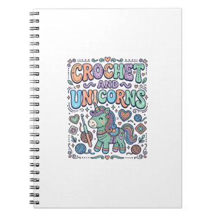 Unicorn Crochet and Unicorns Kawaii Sticker and Sh Notebook