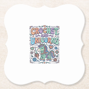 Unicorn Crochet and Unicorns Kawaii Sticker and Sh Paper Coaster