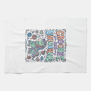 Unicorn Crochet and Unicorns Kawaii Sticker and Sh Tea Towel