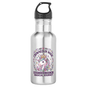 Unicorn Crowned in Magic Bold Typography Graphic T 532 Ml Water Bottle