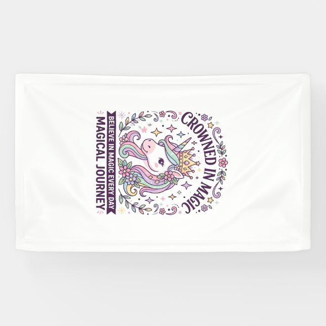 Unicorn Crowned in Magic Bold Typography Graphic T Banner (Horizontal)