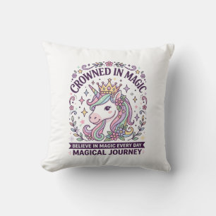 Unicorn Crowned in Magic Bold Typography Graphic T Cushion