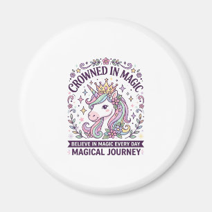 Unicorn Crowned in Magic Bold Typography Graphic T Magnet