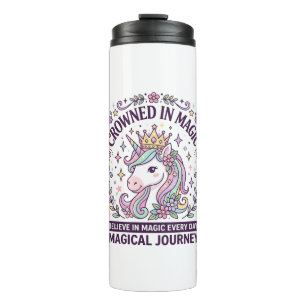 Unicorn Crowned in Magic Bold Typography Graphic T Thermal Tumbler
