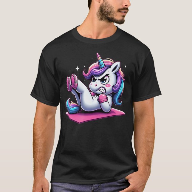 Unicorn Crunches Fitness Gym Boys Girls Men Women  T-Shirt (Front)