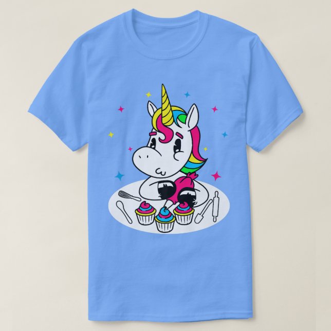 Unicorn Cupcake Baker I Funny Cake Baking  T-Shirt (Design Front)