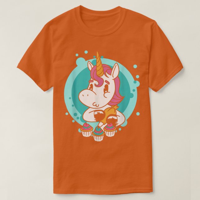 Unicorn Cupcake Funny Girls Kids Baking Cake Rainb T-Shirt (Design Front)