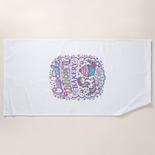 Unicorn Cupcake Unicorn Bakery White Background Pr Beach Towel