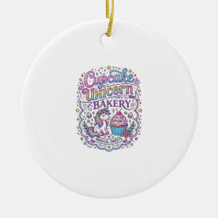 Unicorn Cupcake Unicorn Bakery White Background Pr Ceramic Tree Decoration
