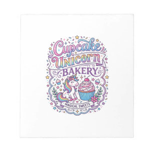 Unicorn Cupcake Unicorn Bakery White Background Pr Notepad