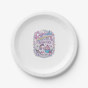 Unicorn Cupcake Unicorn Bakery White Background Pr Paper Plate