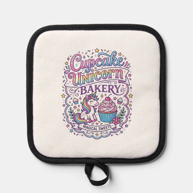 Unicorn Cupcake Unicorn Bakery White Background Pr Pot Holder (Front)