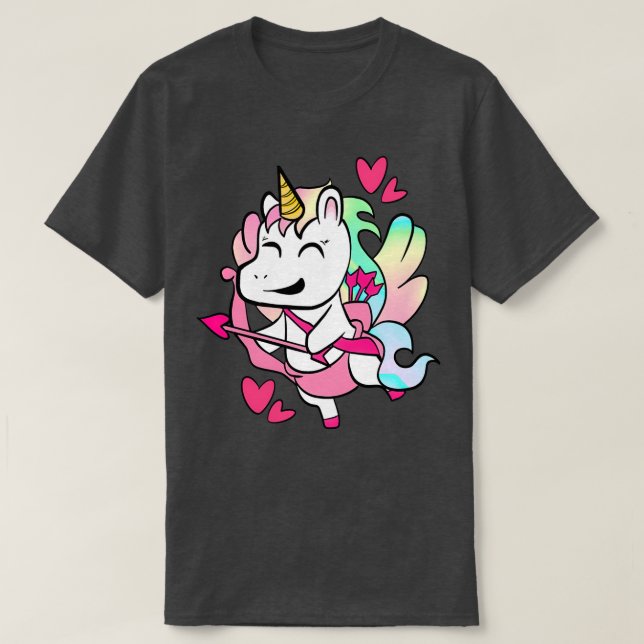 Unicorn cupid Valentines unicorn T-Shirt (Design Front)