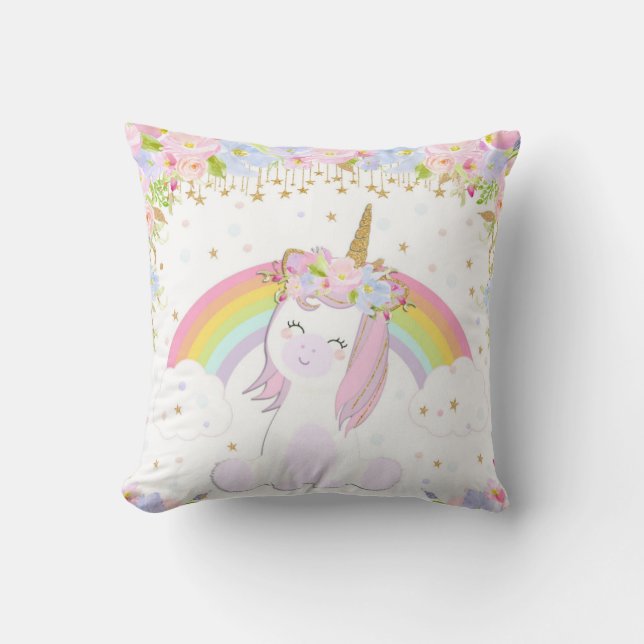 Unicorn Cushion Birthday Christmas Gift Nursery (Front)