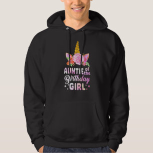 Unicorn Cute Auntie Of The Birthday Girl  Mother's Hoodie