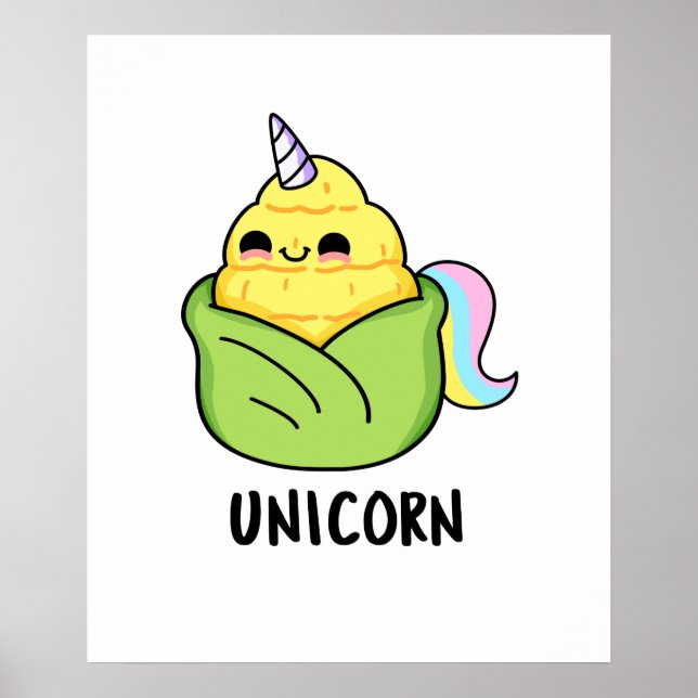 Unicorn Cute Baby Corn Pun Poster (Front)