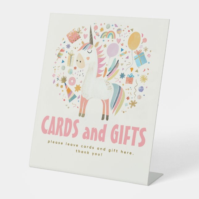 Unicorn Cute Birthday Party Cards and Gifts Sign (Front)